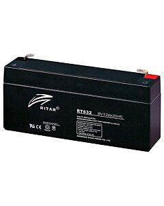RITAR AGM Batteri 6V 3,2AH (134x35x61mm) F1