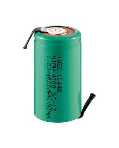 Batteri NIMH 1,2V 4000mAh Sub-C 43A utladestrøm med loddeører