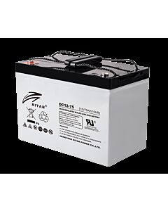 RITAR AGM Deep Cycle Batteri 12V 75AH C10 (259x169x210mm) Polstilling 4 - Plusspol til venstre