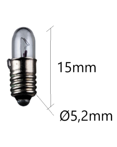 E5, E5.5, E6 miniatyrpære 0,3W 6V 15x5,2/4,7mm