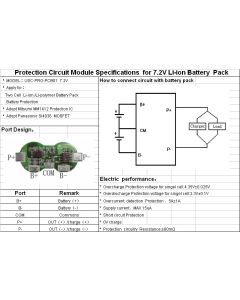 Beskyttelsekrets BMS/PCM for 2S Li-Ion/Lipo 5A kont