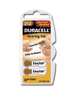 Duracell Høreapparatbatteri DA 312 EasyTab 1,4v 6-pakning