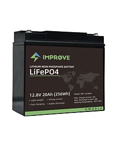 12V 20Ah LiFePo4 Batteri som erstatter AGM 12V 18Ah