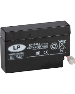 12V 0,8Ah AGM batteri 96x25x62 leveres med plugg
