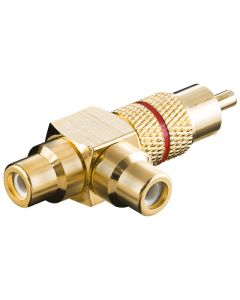 Audio adapter RCA plugg - 2x RCA Jack (Rød, gullegert)