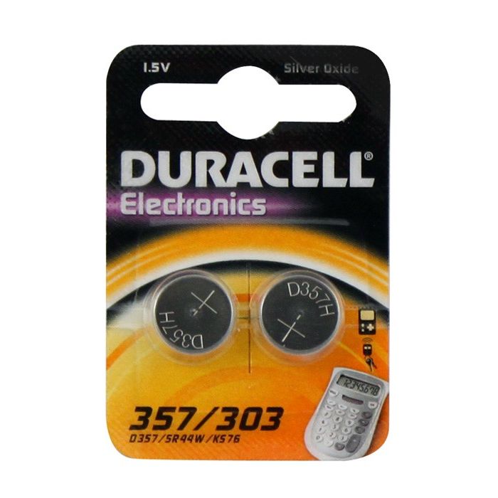 2x Duracell 357 V76PX Sølvoksid 1,55V batteri 145 mAh SR44