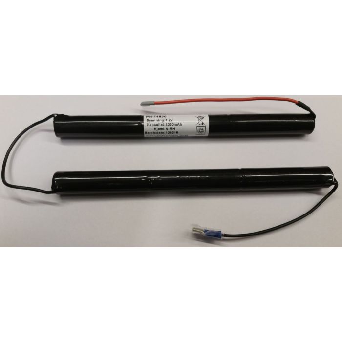 7,2V 4Ah NIMH batteripakke HR-4/3F 17x201mm (2stk) - To staver med ledning mellom