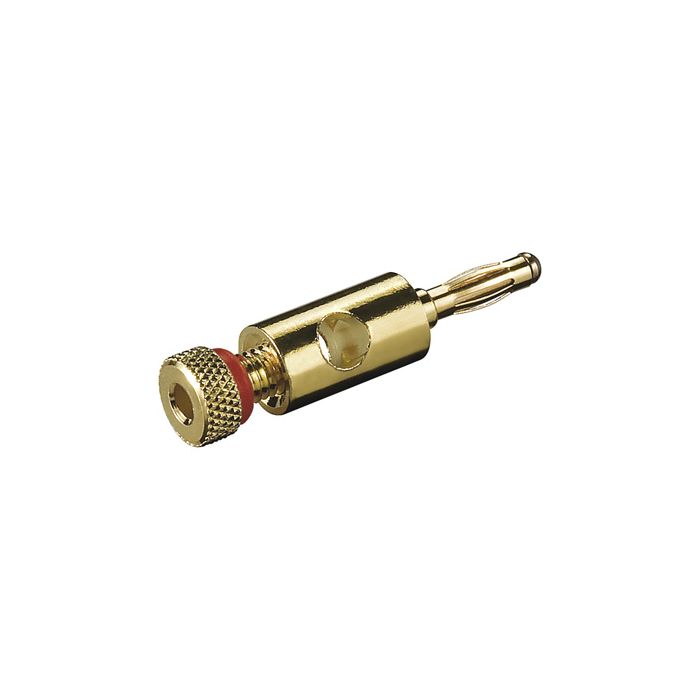 4mm Gullegert bananplugg med skrukontakt (Rød)