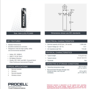10 pk Duracell Industrial Procell AAA Batteri 1,5V Alkalisk MN2400 LR03 -112635