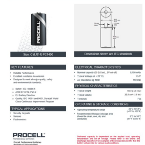 10pk Duracell Industrial ProCell PC1400 Alkalisk batteri LR14 C 1,5V -112639