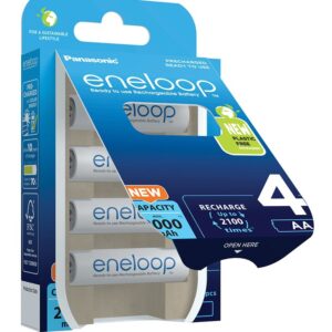 4 pk Eneloop AA 1,2V (1,5V) 2000mAh. Ladbart - Klar til bruk! BK-3MCDE/4BE-113437