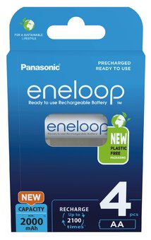 4 pk Eneloop AA 1,2V (1,5V) 2000mAh. Ladbart - Klar til bruk! BK-3MCDE/4BE-0