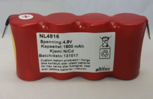 4,8v 1,8Ah nødlysbatteripakke m/ Faston