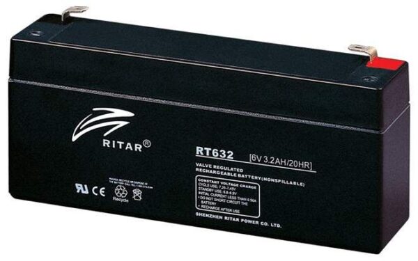 RITAR AGM Batteri 6V 3,2AH (134x35x61mm) F1-0 RITAR AGM Batteri 6V 3,2AH (134x35x61mm) F1-0
