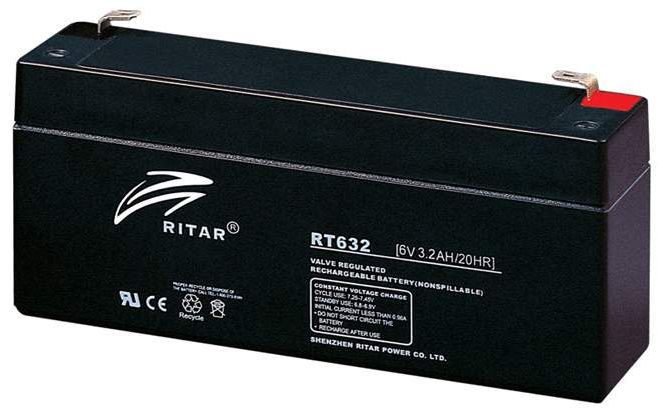 RITAR AGM Batteri 6V 3,2AH (134x35x61mm) F1-0