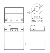 12V 28Ah AGM batteri M5 bolt L166xB125xH176mm-112681