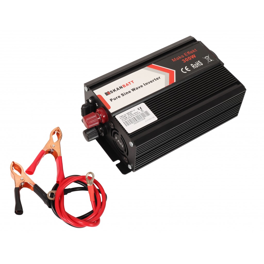 Inverter Ren Sinus 300W 12VDC til 240VAC-0