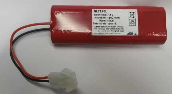 7,2V 1,6Ah NiCd batteri til Leclanche armatur, 6VT CS 1200-0 7,2V 1,6Ah NiCd batteri til Leclanche armatur, 6VT CS 1200-0