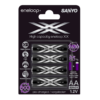 4 pk Sanyo Eneloop XX AA 1,2V (1,5V) 2500mAh. Ladbart - Klar til bruk!