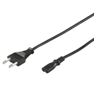 1,5 meter sort apparatkabel 0.75 mm² med Euro-plugg IEC320 2pin-0