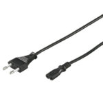 3 meter sort apparatkabel 0.75 mm² med Euro-plugg-0