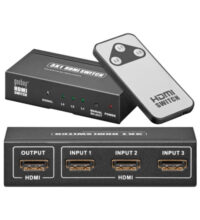 HDMI Switch med 3 innganger og 1 utgang, fjernkontroll og støtte for 1080P-0