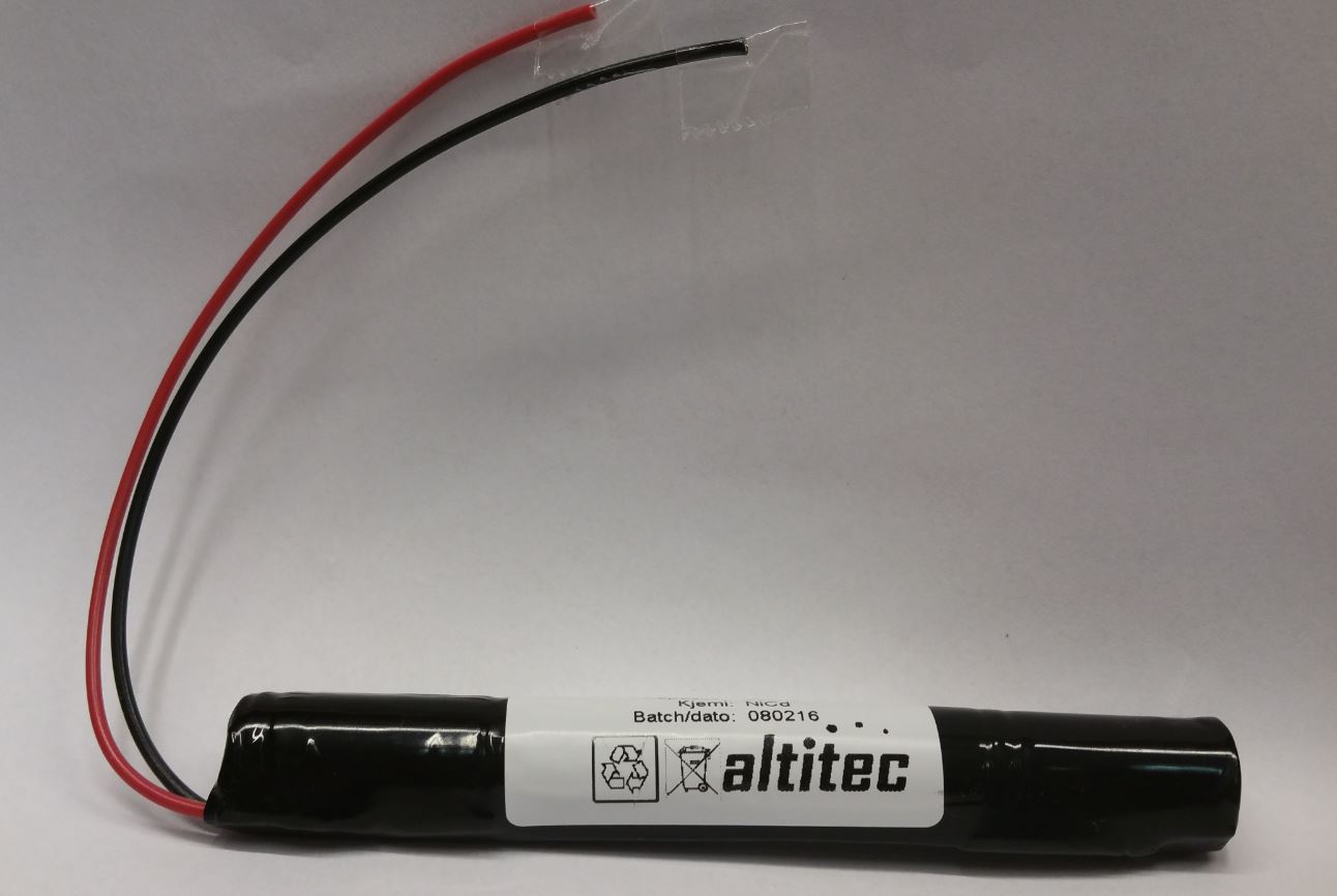 Nødlysbatteri 4,8V 600mAh 2/3AA NIMH stav med ledning-0