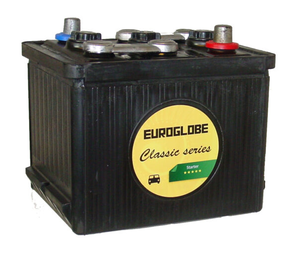 Euroglobe 07715 startbatteri 6V 77Ah til veteranbil i bakelittutførelse 216x171x185mm-0 Euroglobe 07715 startbatteri 6V 77Ah til veteranbil i bakelittutførelse 216x171x185mm-0