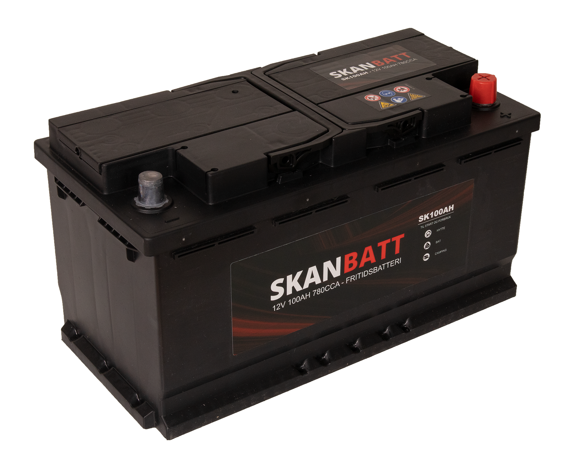SKANBATT Fritidsbatteri 12V 100AH 780CCA (354x175x190/190mm) Polstilling 5 - Plusspol til hÃƒÂ¸yre-0