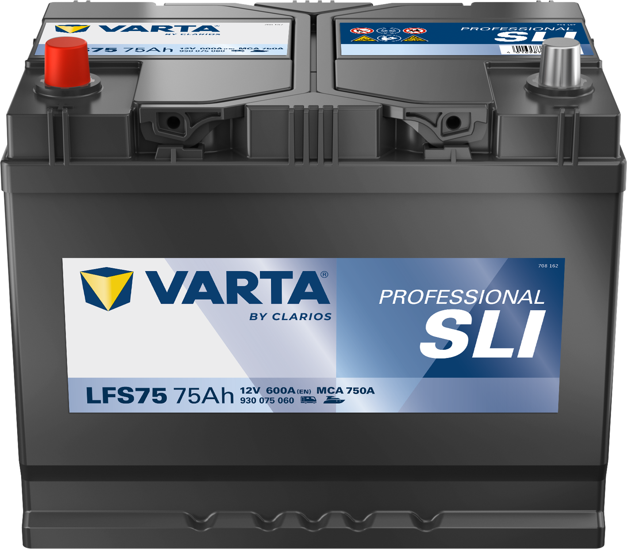 VARTA Fritidsbatteri 12V 75AH 600CCA (260x175x225mm) Polstilling 4 - Plusspol til venstre LFS75-0
