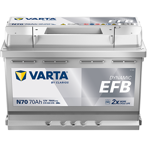VARTA Blue Dynamic EFB Batteri 12V 70AH 760CCA (278x175x190/190mm) Polstilling 5 - Plusspol til hÃƒÂ¸yre N70-0