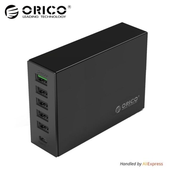 Orico multi-USB lader 6 porter USB-C og USB 110-240VAC input -0 Orico multi-USB lader 6 porter USB-C og USB 110-240VAC input -0