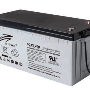 RITAR AGM Deep Cycle Batteri 12V 200AH C10 (522x240x219mm) Polstilling 5 - Plusspol til høyre-0
