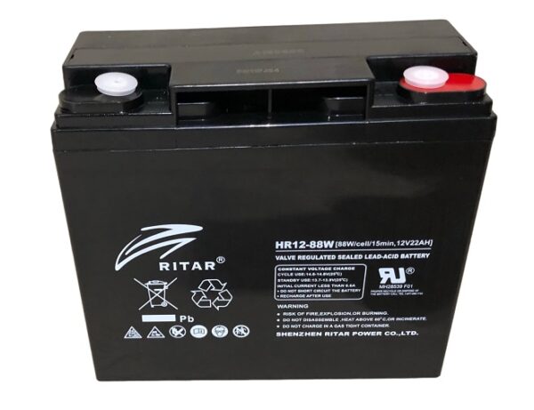 RITAR High Rate AGM Batteri 12V 22AH (181x77x167mm) M5-0