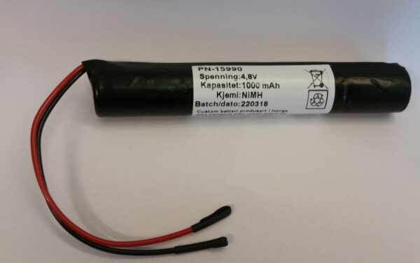 Batteri 4,8V 500mAh NIMH Proxll Ledelys 6619800 dim.:18x114mm Batteri 4,8V 500mAh NIMH Proxll Ledelys 6619800 dim.:18x114mm
