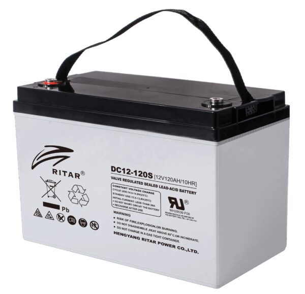 RITAR AGM Deep Cycle Batteri 12V 120AH C10 (328x172x222mm) Polstilling 4 - Plusspol til venstre-0