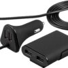 Genial USB 12/24V billader med 9,6A og 4 utganger, to av de med forlenger for baksete-0