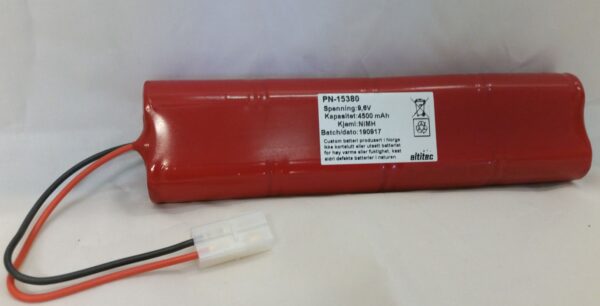 Batteri nødlys 9,6V 8 celler 4,0Ah NIMH 210x50x25mm-0 Batteri nødlys 9,6V 8 celler 4,0Ah NIMH 210x50x25mm-0