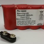 4,8V 1,8Ah Ni-CD Batteripakke med 9V Batterikontakt