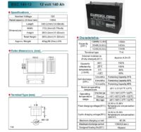 AGM Batteri EGC140-12, 140 Ah 12 volt LBH 345x173x275 , m/poler 295 -111811