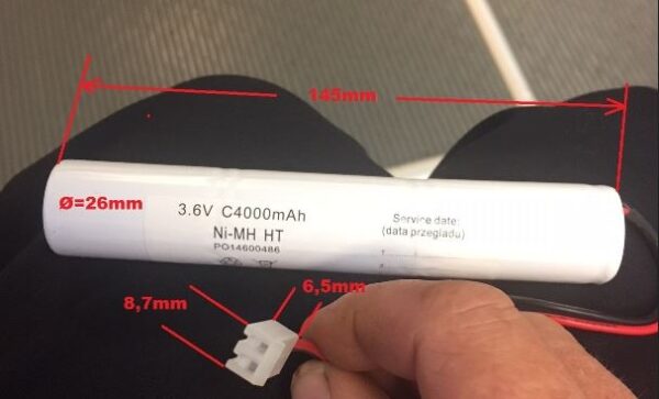 Nødlysbatteri 3,6V 4,0Ah 26x146mm med kontakt-0 Nødlysbatteri 3,6V 4,0Ah 26x146mm med kontakt-0