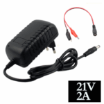 18V (21VDC) Li-ion lader med klyper for lading av f.eks verktøybatterier-0