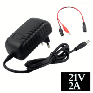 18V (21VDC) Li-ion lader med klyper for lading av f.eks verktøybatterier-0