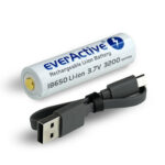 18650 Batteri 3,7V 3400mAh m/innebygd lader for Micro USB-0