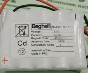 Batteri for Beghelli 6V 1500mAh 415.050.100 -0