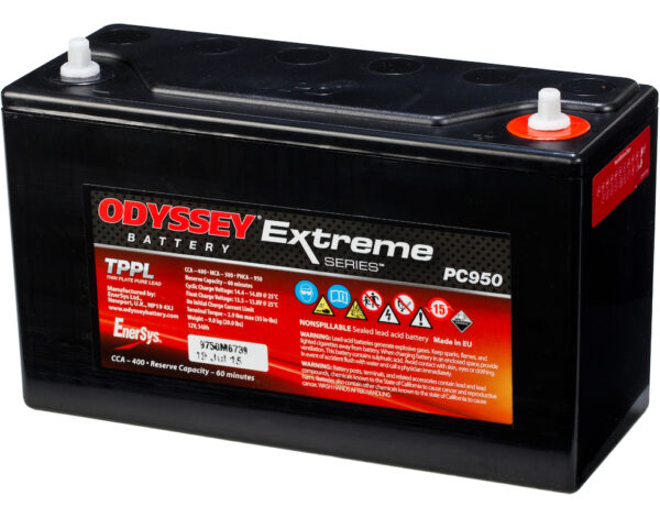 ODYSSEY PC950 AGM Batteri 12V 34AH 400CCA (250x97x156mm) Polstilling 5 - Plusspol til høyre-0 ODYSSEY PC950 AGM Batteri 12V 34AH 400CCA (250x97x156mm) Polstilling 5 - Plusspol til høyre-0