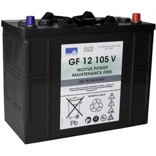 SONNENSCHEIN GEL Batteri 12V 105AH (345x174x283mm) Polstilling 5 - Plusspol til hÃƒÂ¸yre-0