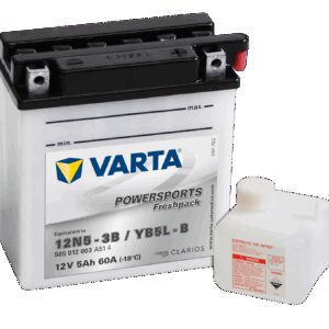 VARTA MC Batteri 12V 5AH 60CCA (121x61x131mm) Polstilling 5 - Plusspol til høyre YB5L-B-0