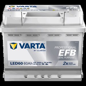 VARTA Fritidsbatteri EFB Batteri 12V 60AH 640CCA (242x175x190/190mm) Polstilling 5 - Plusspol til høyre LED60-0