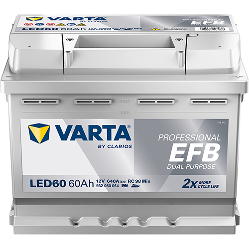 VARTA Fritidsbatteri EFB Batteri 12V 60AH 640CCA (242x175x190/190mm) Polstilling 5 - Plusspol til høyre LED60-0 VARTA Fritidsbatteri EFB Batteri 12V 60AH 640CCA (242x175x190/190mm) Polstilling 5 - Plusspol til høyre LED60-0